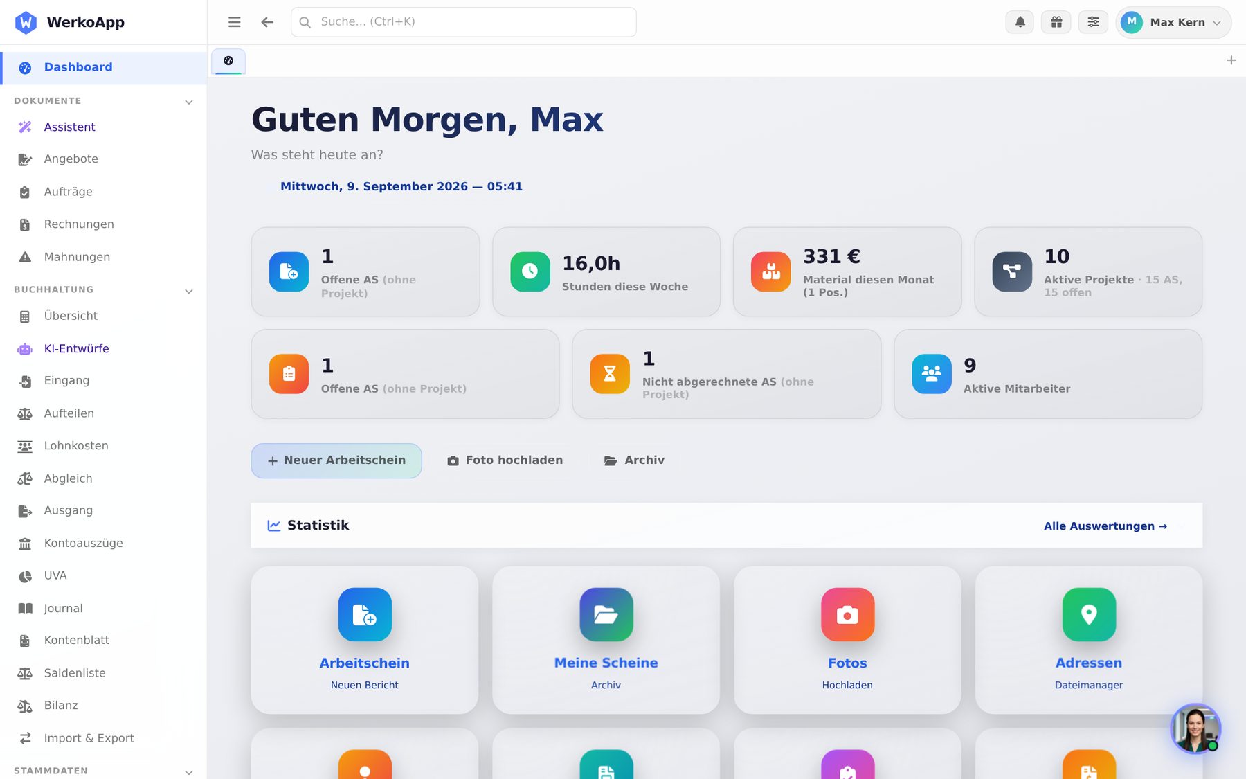 WerkoApp im hellen Design